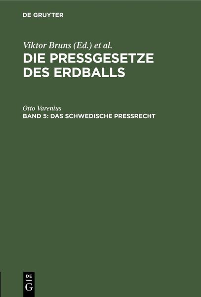 Produktbild: Das schwedische Pre&szlig;recht