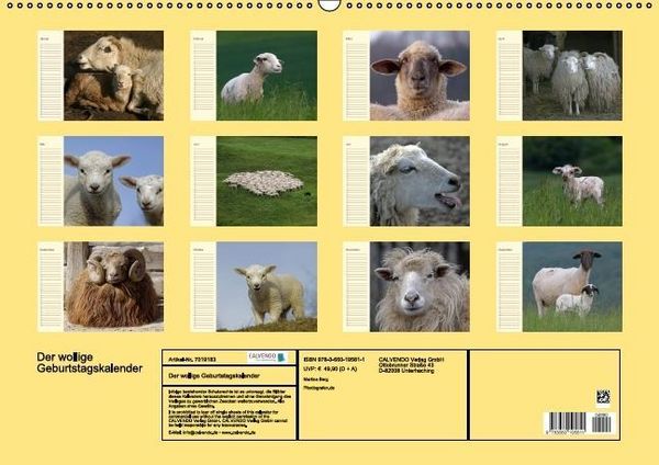 Produktbild: Der wollige Geburtstagskalender (Wandkalender immerw&auml;hrend DIN A2 quer)