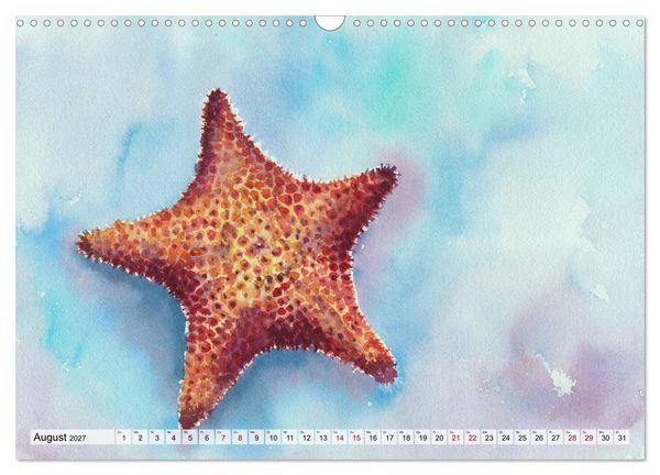 Produktbild: Die Meereswelt in Aquarell (Wandkalender 2027 DIN A3 quer), CALVENDO Monatskalender