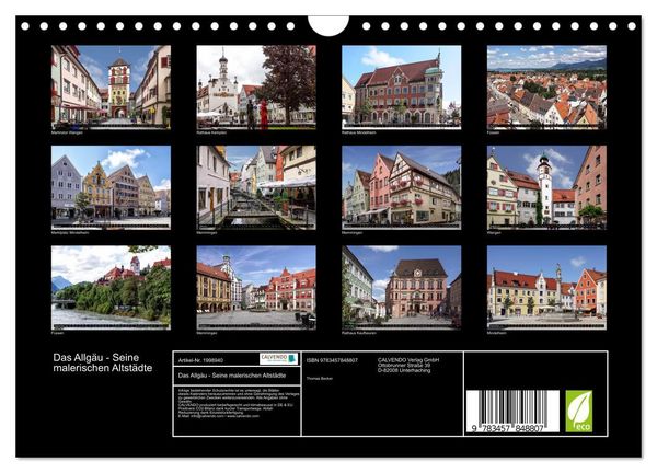 Produktbild: Das Allg&auml;u - Seine malerischen Altst&auml;dte (Wandkalender 2026 DIN A4 quer), CALVENDO Monatskalender