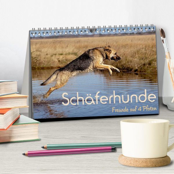 Produktbild: Sch&auml;ferhunde - Freunde auf 4 Pfoten (Tischkalender 2026 DIN A5 quer), CALVENDO Monatskalender