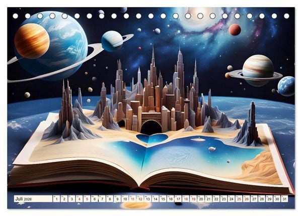 Produktbild: Fantasy-B&uuml;cher Sch&ouml;nheit des Universums (Tischkalender 2026 DIN A5 quer), CALVENDO Monatskalender