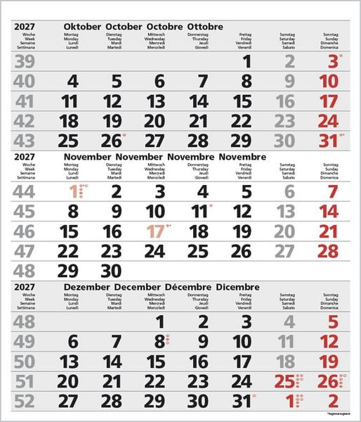 Produktbild: 3-Monats-Planer Comfort Grau 2027