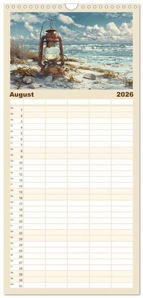 Produktbild: Familienplaner 2026 - Strandgut mit 5 Spalten (Wandkalender, 21 x 45 cm) CALVENDO