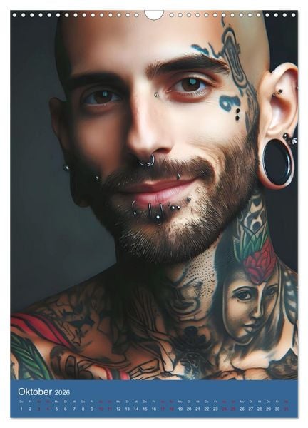 Produktbild: Tattoo und Piercing Men (Wandkalender 2026 DIN A3 hoch), CALVENDO Monatskalender