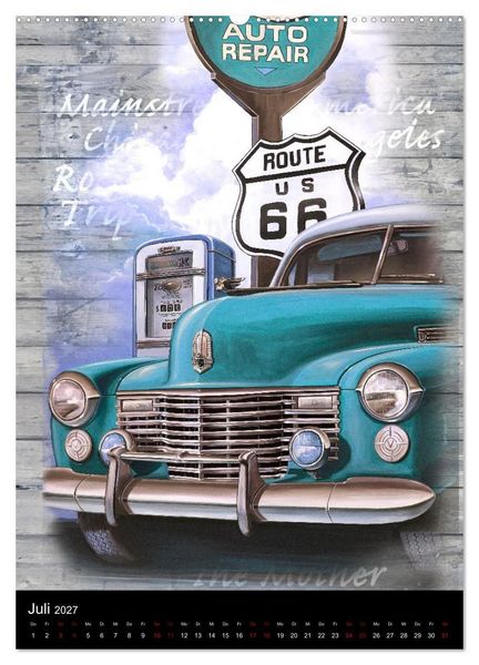 Produktbild: Drive America Plakate (Wandkalender 2027 DIN A2 hoch), CALVENDO Monatskalender