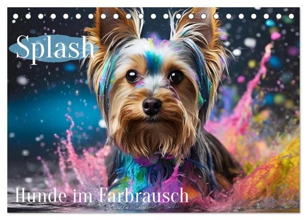 Splash - Hunde im Farbrausch (Tischkalender 2026 DIN A5 quer), CALVENDO Monatskalender