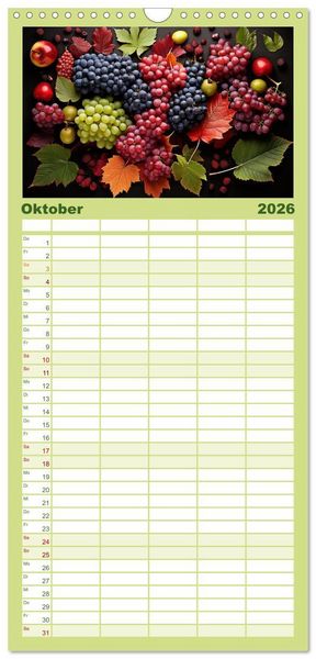 Produktbild: Familienplaner 2026 - Ordentlich Vegetarisch mit 5 Spalten (Wandkalender, 21 x 45 cm) CALVENDO