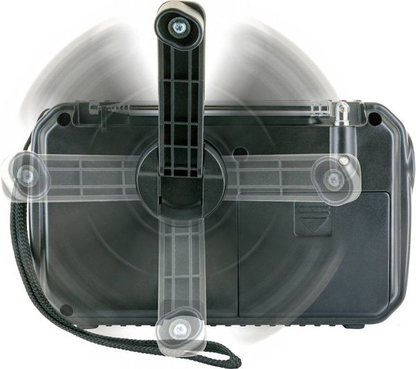 Produktbild: Schwaiger Outdoorradio UKW, AM, FM Handkurbel, Solarpanel, spritzwassergesch&uuml;tzt, sto&szlig;fest, Taschenlampe Gelb, Schwarz