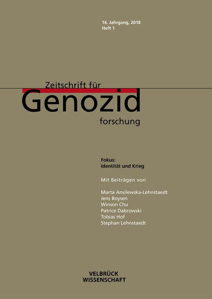 Produktbild: Zeitschrift f&uuml;r Genozidforschung. 16. Jg. 2018, Heft 1