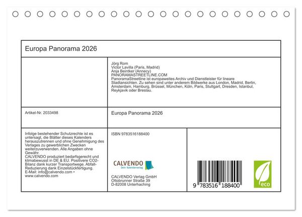 Produktbild: Europa Panorama 2026 (Tischkalender 2026 DIN A5 quer), CALVENDO Monatskalender