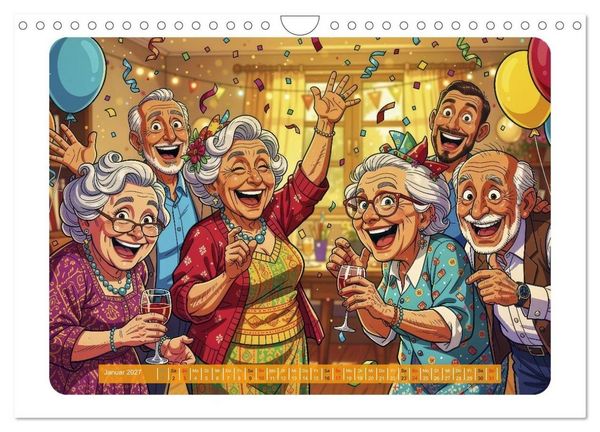 Produktbild: Charmante Rentner im Comic-Stil (Wandkalender 2027 DIN A4 quer), CALVENDO Monatskalender