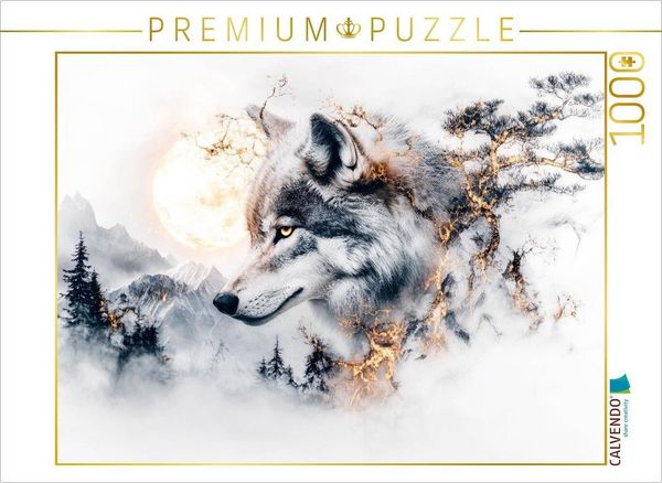 Produktbild: CALVENDO Puzzle Im Schatten des Mondlichts erwacht der Wolf zum Leben | 1000 Teile Lege-Gr&ouml;&szlig;e 64x48cm Foto-Puzzle f&uuml;r gl&uuml;ckliche Stunden