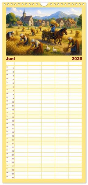 Produktbild: Familienplaner 2026 - Farbenfrohes Mittelalter mit 5 Spalten (Wandkalender, 21 x 45 cm) CALVENDO