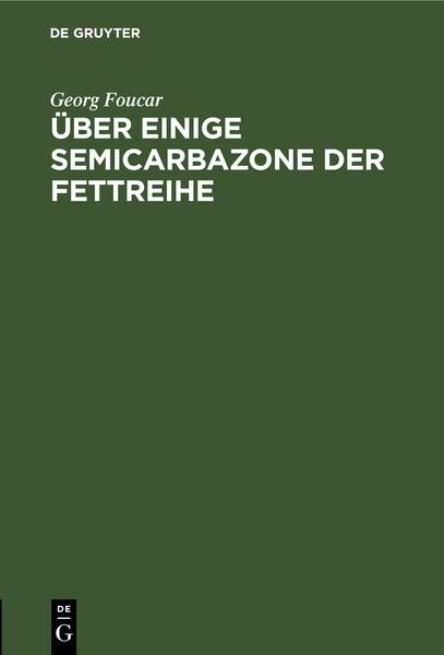 Produktbild: &Uuml;ber einige Semicarbazone der Fettreihe