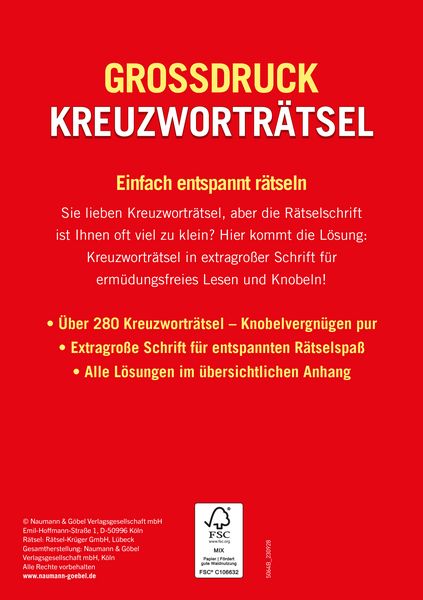 Produktbild: Gro&szlig;druck Kreuzwortr&auml;tsel &bull; Band 1 - &Uuml;ber 280 R&auml;tsel f&uuml;r Senioren & Erwachsene