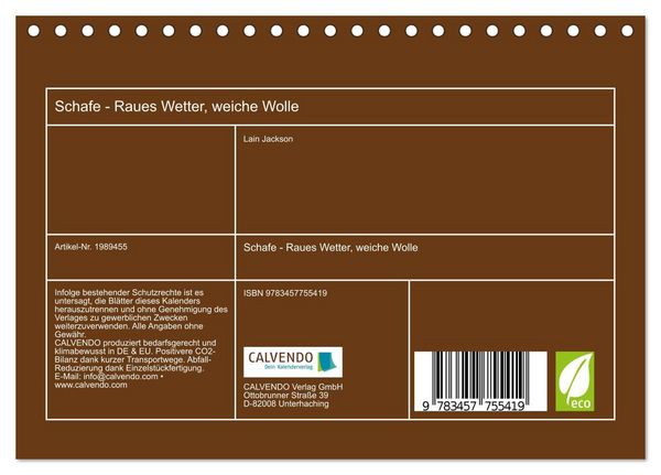 Produktbild: Schafe - Raues Wetter, weiche Wolle (Tischkalender 2026 DIN A5 quer), CALVENDO Monatskalender