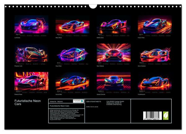 Produktbild: Futuristische Neon Cars (Wandkalender 2026 DIN A3 quer), CALVENDO Monatskalender