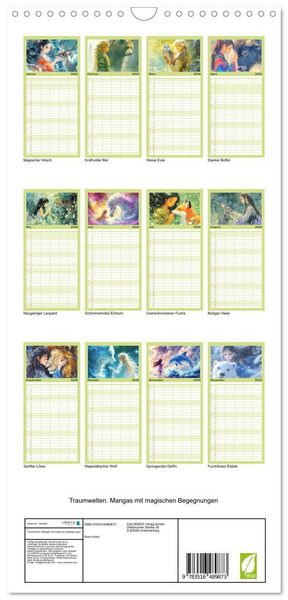 Produktbild: Familienplaner 2026 - Traumwelten. Mangas mit magischen Begegnungen mit 5 Spalten (Wandkalender, 21 x 45 cm) CALVENDO