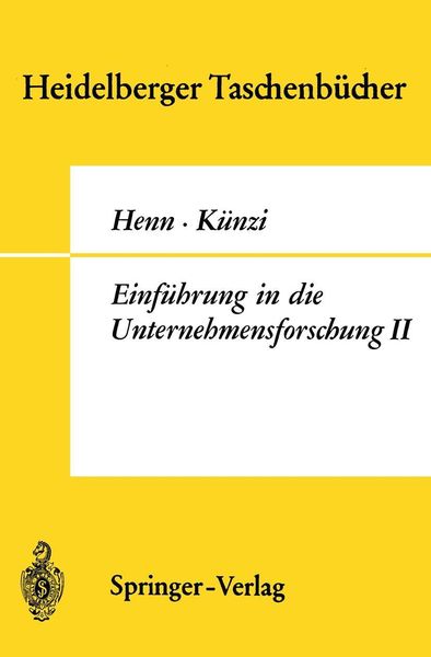 Produktbild: Einf&uuml;hrung in die Unternehmensforschung II