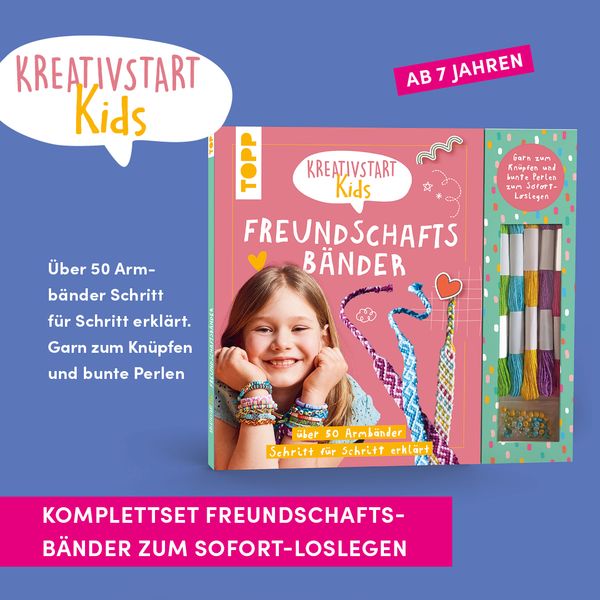 Kreativstart Kids Freundschaftsbänder. Anleitungsbuch und Material