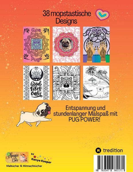 Produktbild: Goa Pugs Hund Malbuch f&uuml;r Erwachsene 38 Mops Ausmalbilder mit Mandala, Indien-Motiven M&ouml;pse Malseiten f&uuml;r Frauen, Teenager, M&auml;dchen, Tweens, Hundemama, Mops-Fans