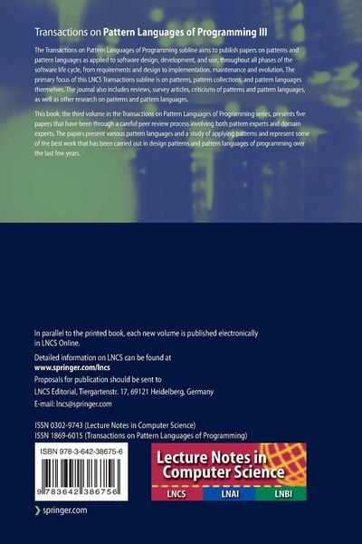 Produktbild: Transactions on Pattern Languages of Programming III