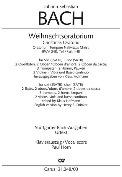 Weihnachtsoratorium (Klavierauszug deutsch/englisch)