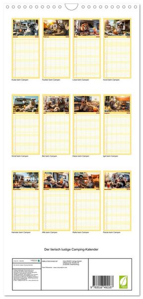 Produktbild: Familienplaner 2026 - Der tierisch lustige Camping-Kalender mit 5 Spalten (Wandkalender, 21 x 45 cm) CALVENDO
