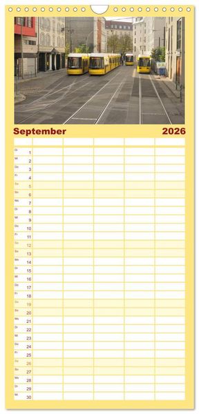 Produktbild: Familienplaner 2026 - Auf Gleisen durch Berlin mit 5 Spalten (Wandkalender, 21 x 45 cm) CALVENDO