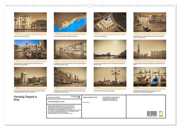 Produktbild: Venedig Seppia e tinta (Wandkalender 2027 DIN A2 quer), CALVENDO Monatskalender