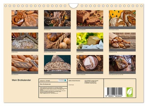 Produktbild: Mein Brotkalender (Wandkalender 2026 DIN A4 quer), CALVENDO Monatskalender