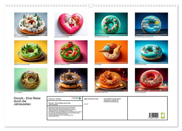 Produktbild: Donuts - Eine Reise durch die Jahreszeiten (Wandkalender 2026 DIN A2 quer), CALVENDO Monatskalender