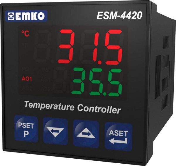 Emko ESM-4420 2-Punkt, P, PI, PD, PID Temperaturregler J, K, R, S, T, Pt100 -200 bis 1700 °C Relais 5 A, SSR (L x B x H)