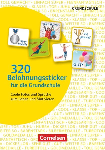 320 Belohnungssticker für die Grundschule. 8 Stickerbögen