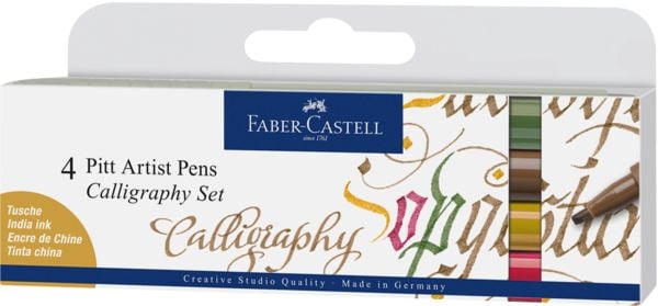Produktbild: Faber-Castell Tuschestifte Pitt Artist Pens Calligraphy, 4er Etui, Colours