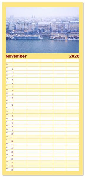 Produktbild: Familienplaner 2026 - Romantisches Budapest - Ungarns sch&ouml;ne Hauptstadt an der Donau mit 5 Spalten (Wandkalender, 21 x 45 cm) CALVENDO