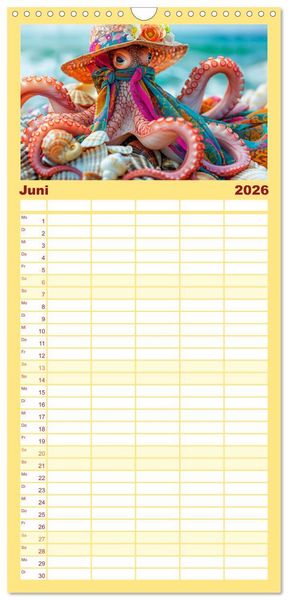 Produktbild: Familienplaner 2026 - Tintenfisch Fashion. Coole Models zeigen die Trends mit 5 Spalten (Wandkalender, 21 x 45 cm) CALVENDO