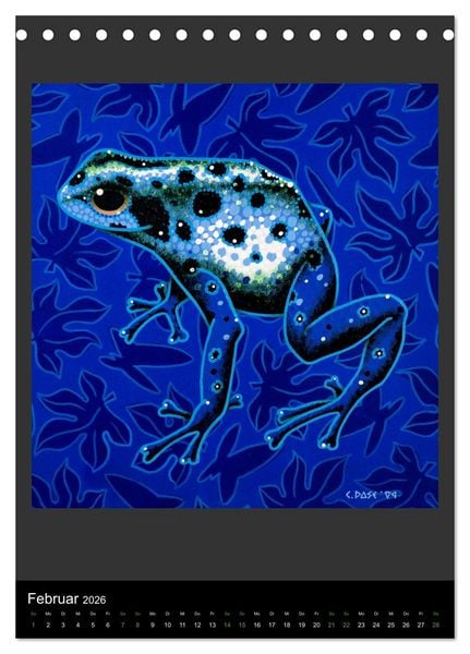 Produktbild: Acrylic paintings - Pfeilgiftfr&ouml;sche und Cham&auml;leons (Tischkalender 2026 DIN A5 hoch), CALVENDO Monatskalender