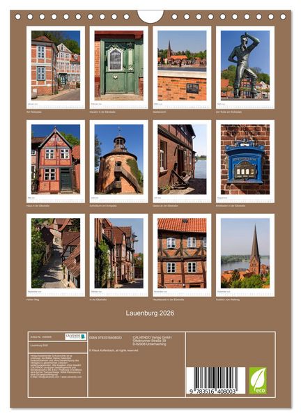 Produktbild: Lauenburg 2026 (Wandkalender 2026 DIN A4 hoch), CALVENDO Monatskalender