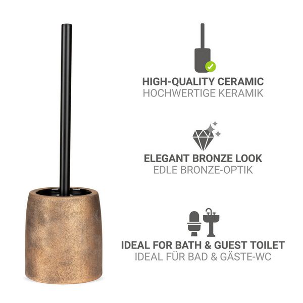 Produktbild: WC-Garnitur Mod. Tremea, bronze, keramik, schwarz, &Oslash;11.5x37.5 cm, inklusive Edelstahl-B&uuml;rstenhalter
