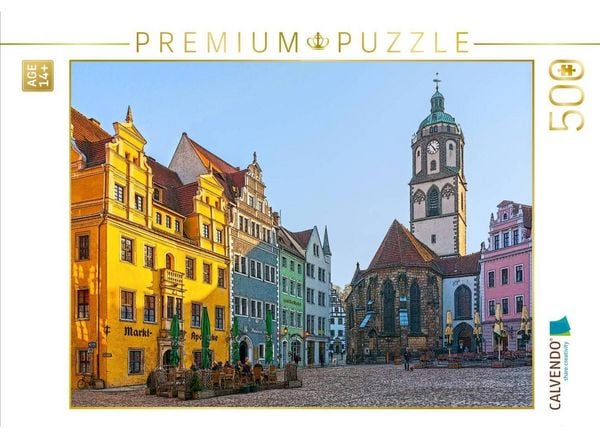 CALVENDO Puzzle Markt mit Frauenkirche in Meißen | 500 Teile Lege-Größe 48 × 36 cm Foto-Puzzle für Erwachsene