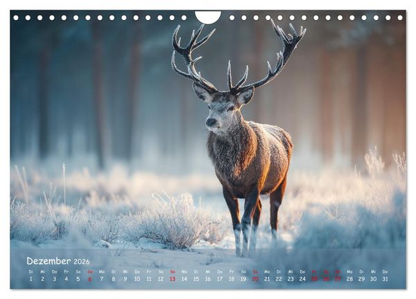 Produktbild: Jagd und Natur - Kalender f&uuml;r J&auml;ger mit Wildtieren Deutschlands im Jahreslauf (Wandkalender 2026 DIN A4 quer), CALVENDO Monatskalender