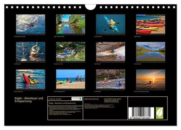 Produktbild: Kajak - Abenteuer und Entspannung (Wandkalender 2026 DIN A4 quer), CALVENDO Monatskalender