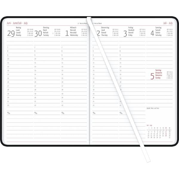 Wochenplaner Tucson schwarz 2026 - Büro-Kalender A5 - Cheftimer - black - 1 Woche 2 Seiten - 128 Seiten - Tucson-Einband - Zettler