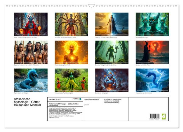 Produktbild: Afrikanische Mythologie - G&ouml;tter, Helden und Monster (Wandkalender 2026 DIN A2 quer), CALVENDO Monatskalender