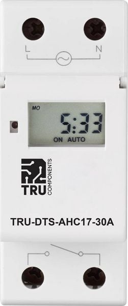 Produktbild: TRU COMPONENTS TRU-DTS-AHC17-30A Zeitschaltuhr f&uuml;r Hutschiene Betriebsspannung: 230 V/AC 1 Wechsler 30 A 250 V/AC Wochenprogramm