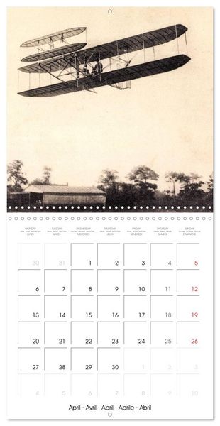 Produktbild: Avions biplans sur cartes postales anciennes (Calendrier mural carr&eacute; 2026 30x30 cm) Calendrier double avec une page pour vos prises de notes