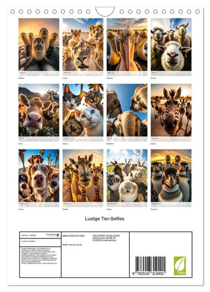 Produktbild: Lustige Tier-Selfies (Wandkalender 2026 DIN A4 hoch), CALVENDO Monatskalender