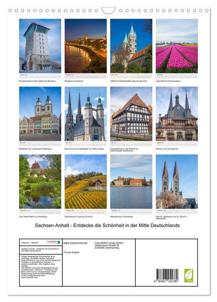 Produktbild: Sachsen-Anhalt - Entdecke die Sch&ouml;nheit in der Mitte Deutschlands (Wandkalender 2026 DIN A3 hoch), CALVENDO Monatskalender